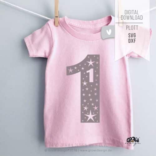 Geburtstagszahl 1 Stern Plotterdatei