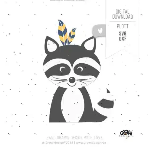 Waschbär Boho Plotterdatei