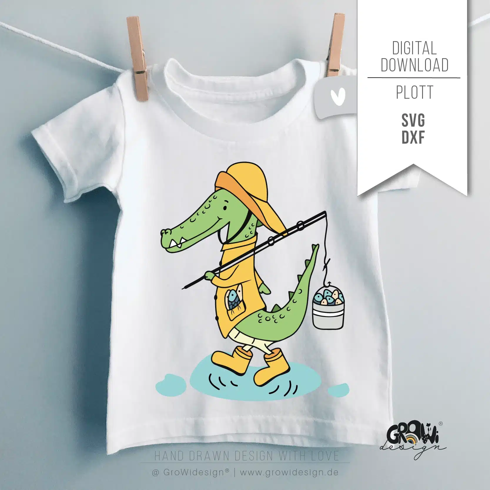 Krokodil Angler Plotterdatei 1 by GroWidesign Plotterdatei KROKODIL SVG Angler Fisch maritim