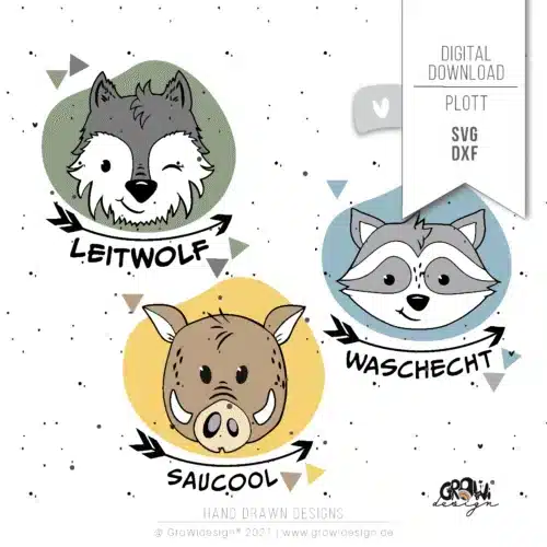 Waldtier Button 2 Plotterdatei Megapack