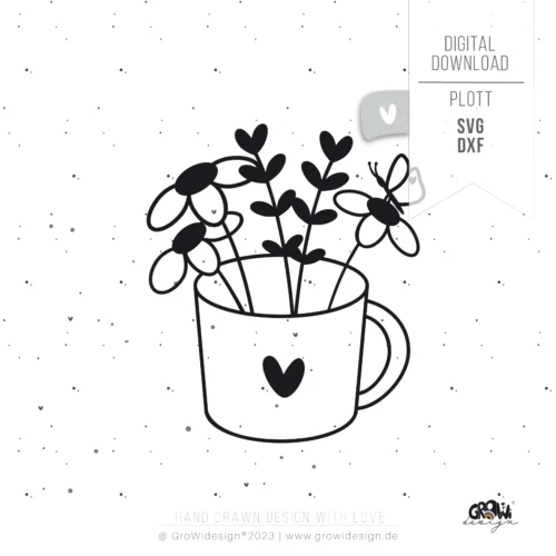 Tasse voller Blumen Plotterdatei