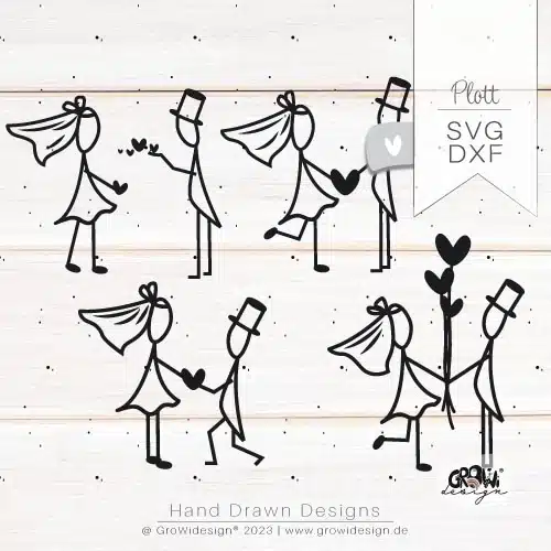 Hochzeit Strichmännchen Plotterdatei