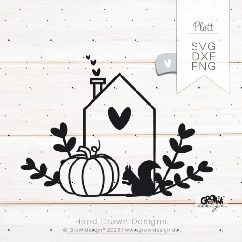 Herbst HAUS Eichhörnchen Plotterdatei