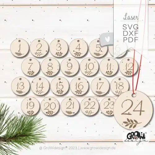 Adventskalender Zahlen Laserdatei