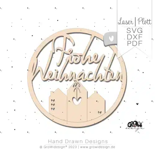 Schild Frohe Weihnachten Laserdatei