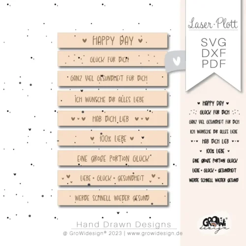 Klötzchen Liebe Glück Gesundheit Laserplotter Plotterdatei