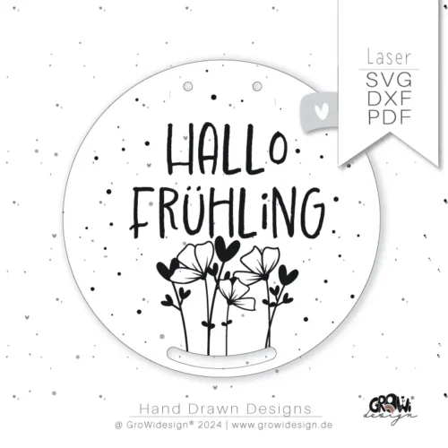 Hallo Frühling Schild Laserdatei