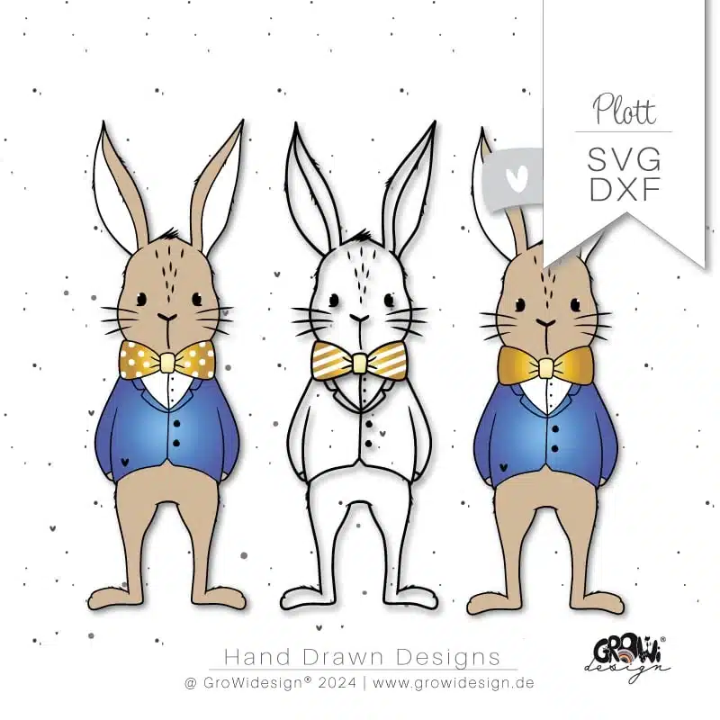 HASE mit Fliege Plotterdatei 1 by GroWidesign Herr HASE Plotterdatei