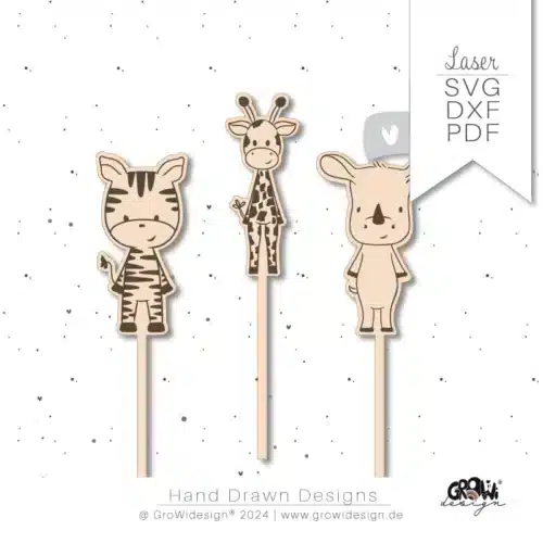 Caketopper Safarietiere Laserdatei