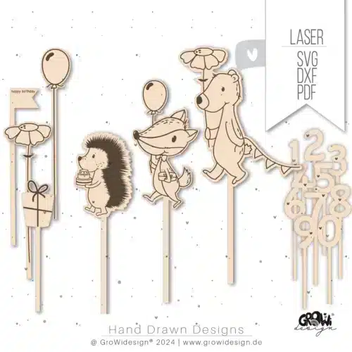 Caketopper GEBURTSTAGSfreunde Set Laserdatei