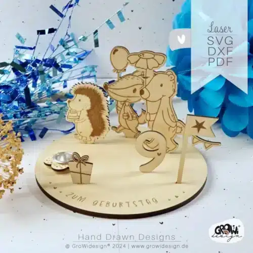 Geburtstagsteller Waldfreunde Laserdatei