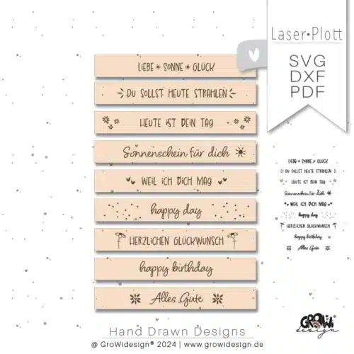 Klötzchen HAPPY DAY Laserplotter Plotterdatei