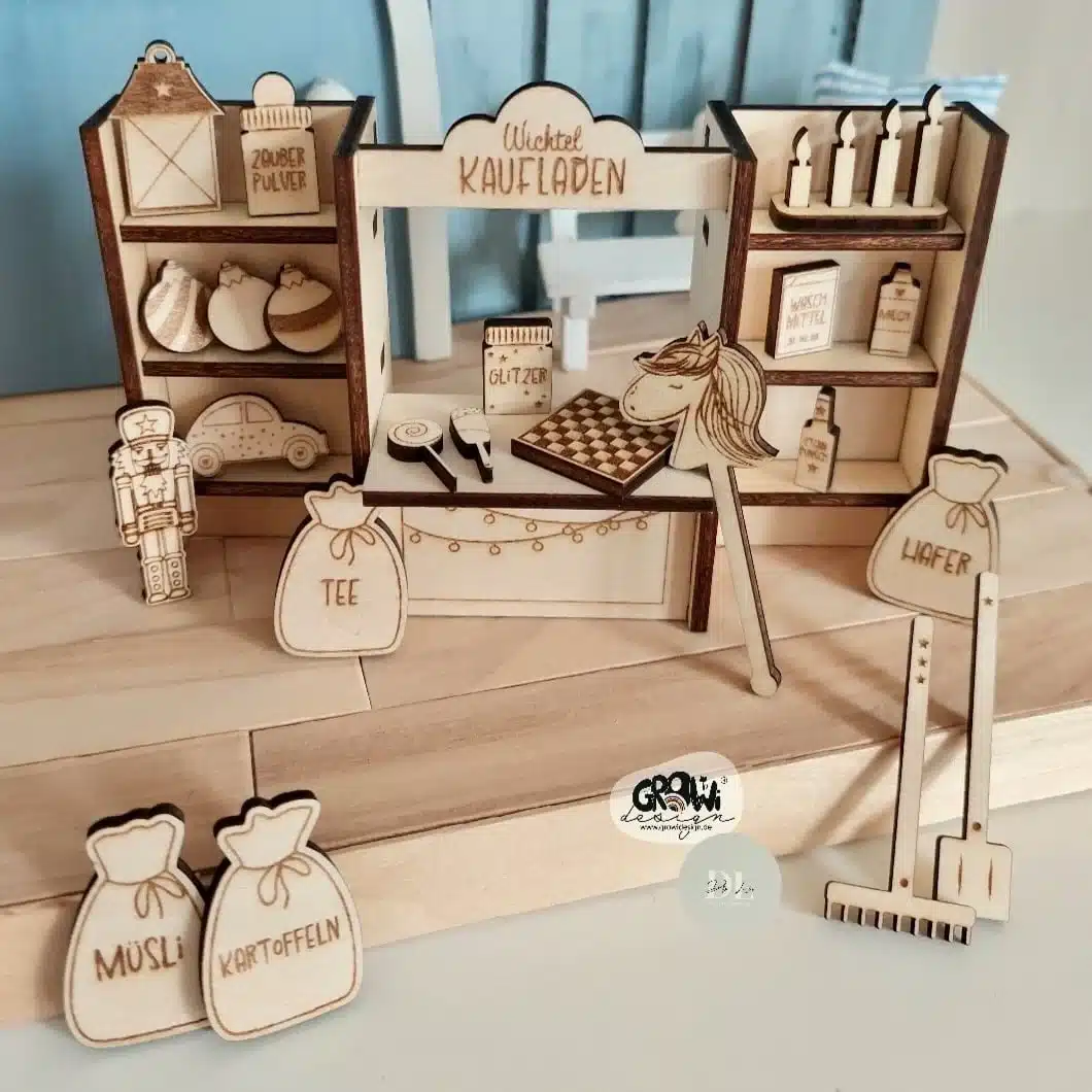 Wichtel Kaufladen Laserdatei wichteltür Zubehör laserdatei