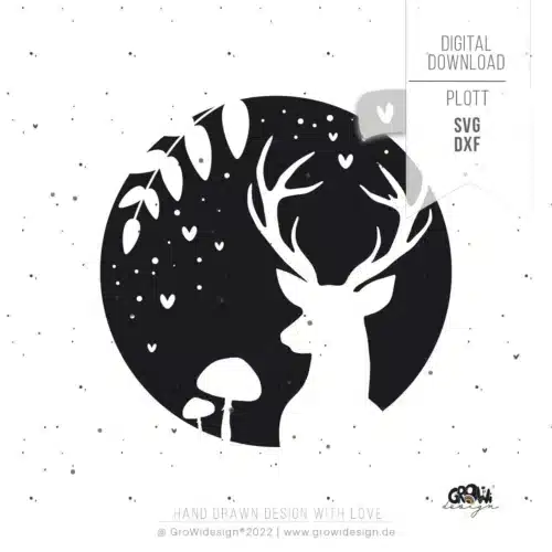 Plotterdatei HIRSCH SVG Herbst Winter