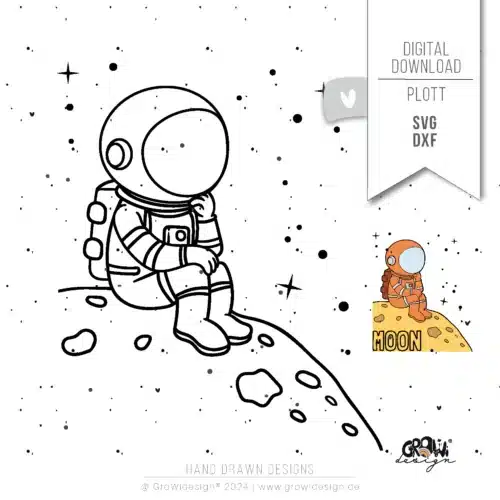 Astronaut Mond Plotterdatei