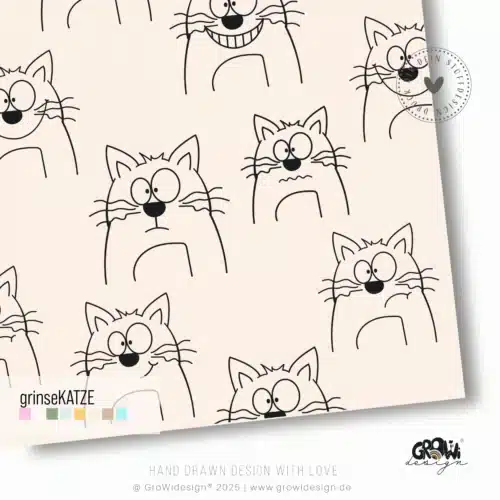 grinseKATZE AOP Stoffdesign