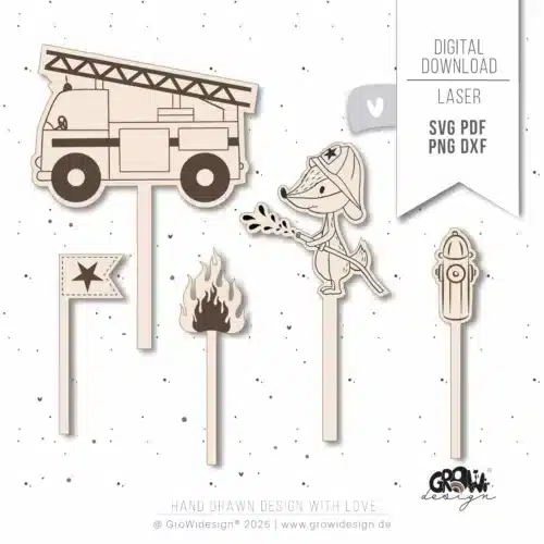 Feuerwehr DACHS Caketopper Laserdatei