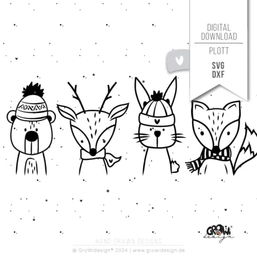 Winter Lieblingstiere Plotterdatei