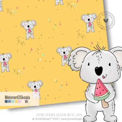 MelonenEISkoala AOP Stoffdesign