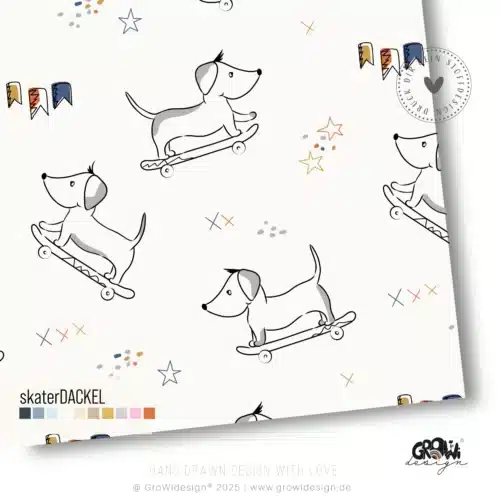 skater DACKEL AOP Stoffdesign