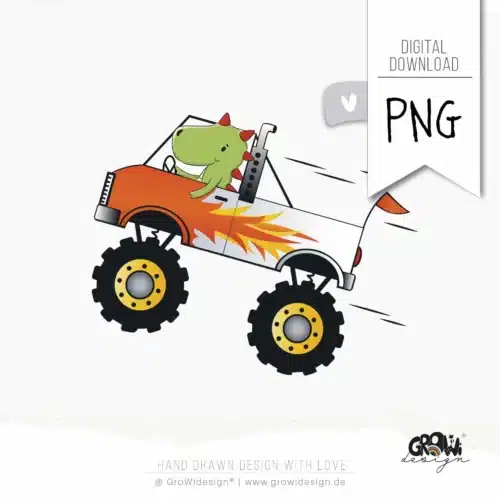 DINO Monstercar PNG Bügelbild
