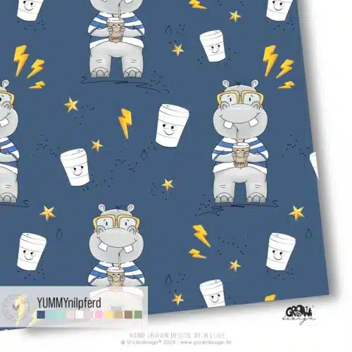 YUMMYnilpferd AOP Stoffdesign