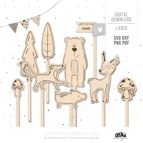 Waldtier Caketopper Laserdatei