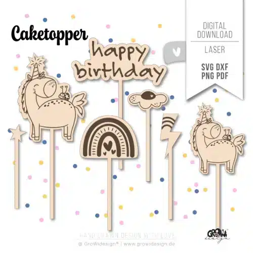 Einhorn Caketopper Laserdatei