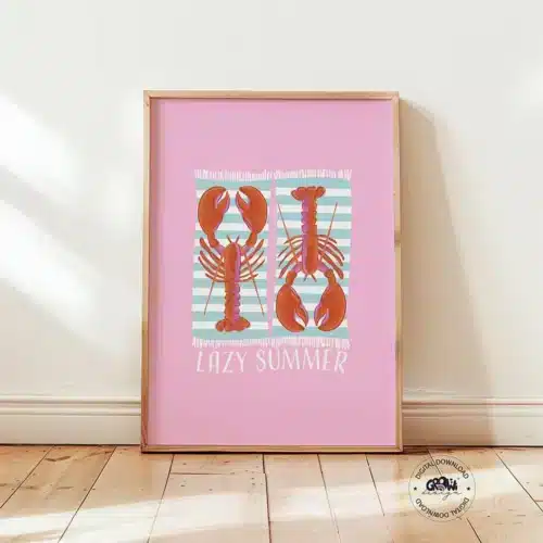 LOBSTER Poster in pink, Postkarte