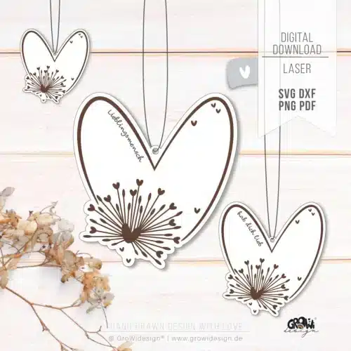 PusteblumenHerz Anhänger Laserdatei