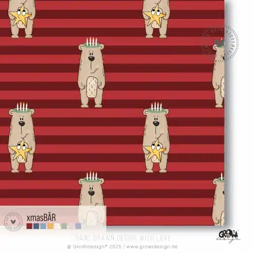 xmasBÄR AOP Stoffdesign