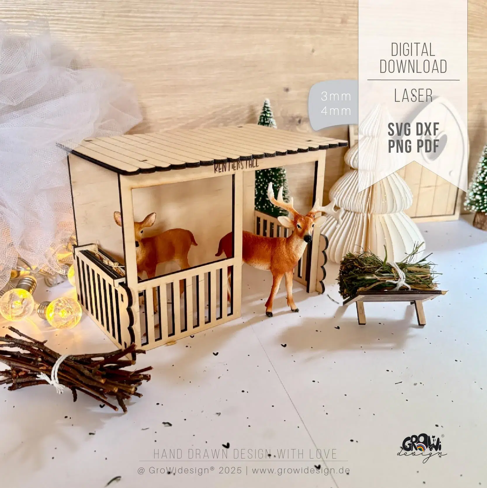 Wichtelideen 1 by GroWidesign magische RENTIERSTALL Laserdatei