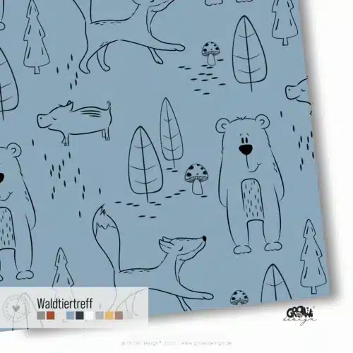 Waldtiertreff AOP Stoffdesign