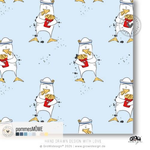 pommes MÖWE seamless Stoffdesign