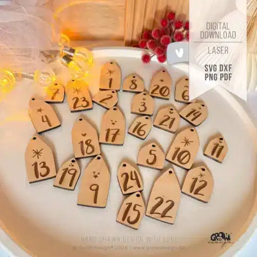 Adventskalender Zahlen Laserdatei