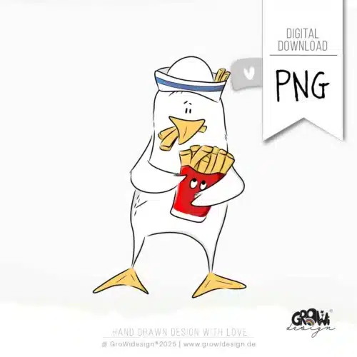pommes MÖWE PNG Bügelbild