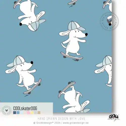 Cool Skater DOG Stoffdesign