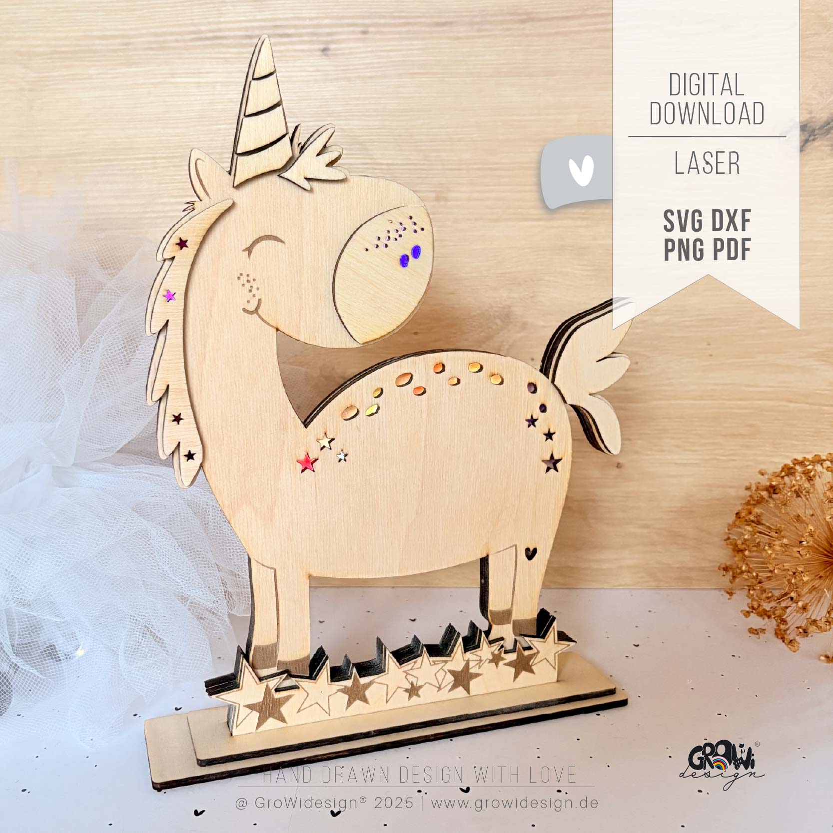 Einhorn Nachtlicht Laserdatei