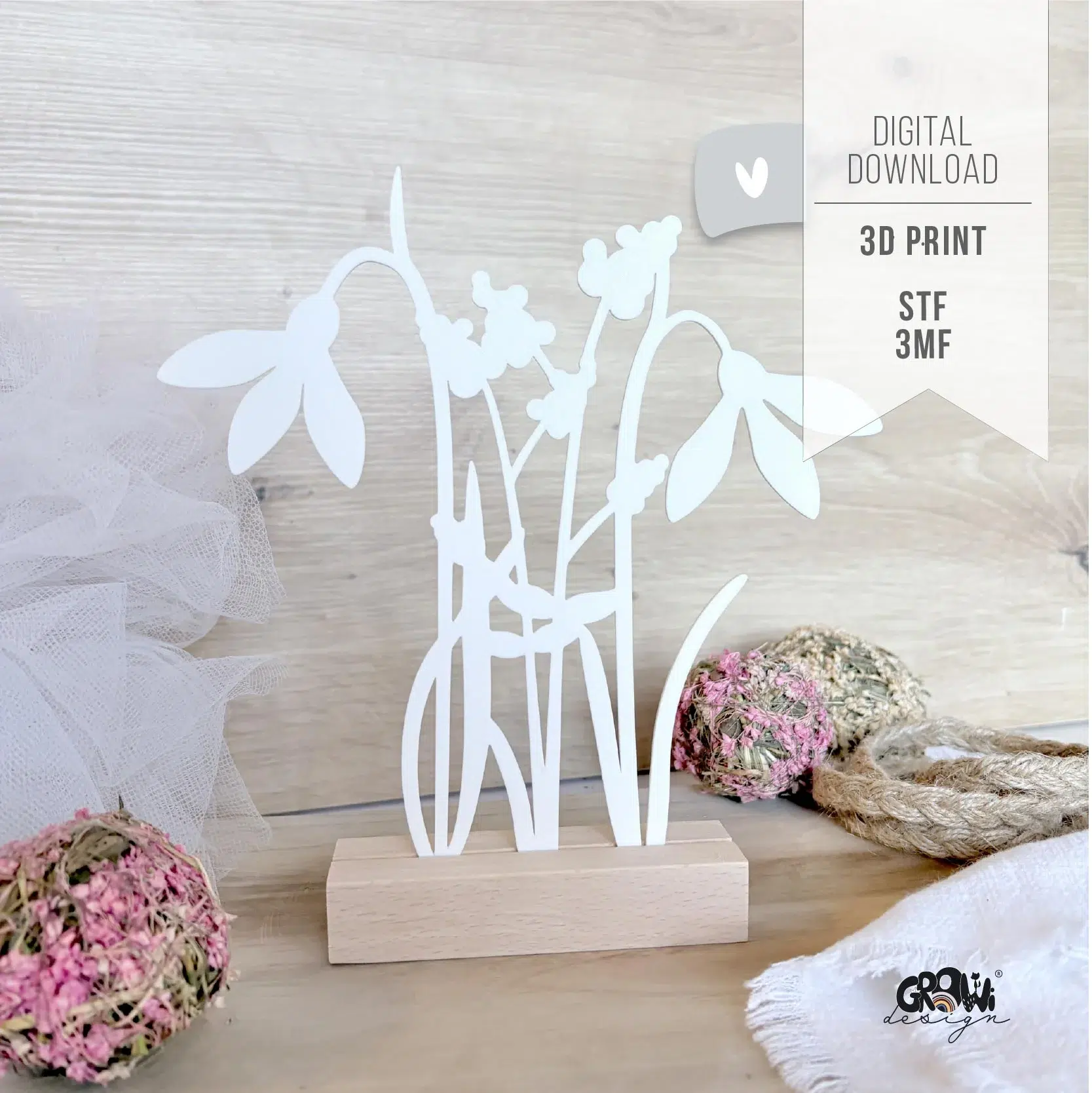 LineArt Schneeglöckchen 3D Druck 2 by GroWidesign LineArt Schneeglöckchen 3D Druck