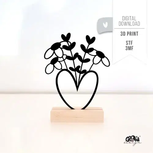 LineArt BLUMEN Herz 3D Druck