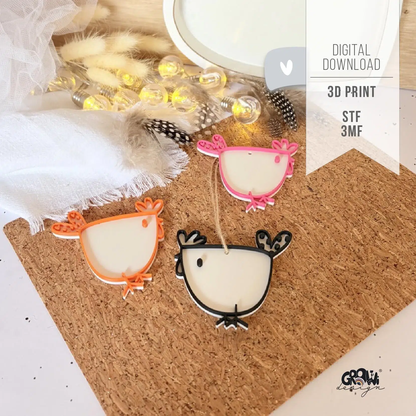 Hühner Anhänger 3D Druck