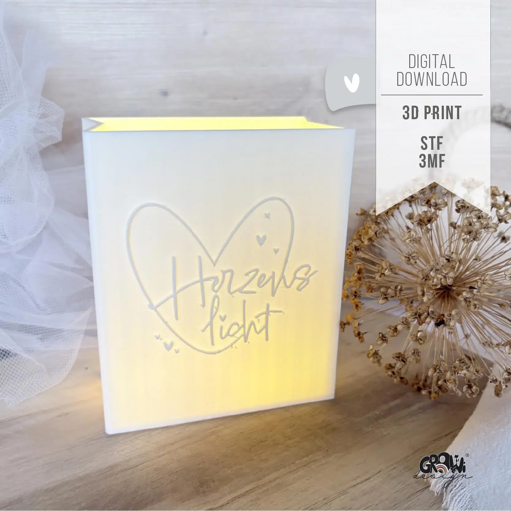 Herzenslicht Windlichttüte 3D Druck 3 by GroWidesign Herzenslicht Windlichttüte 3D Druck