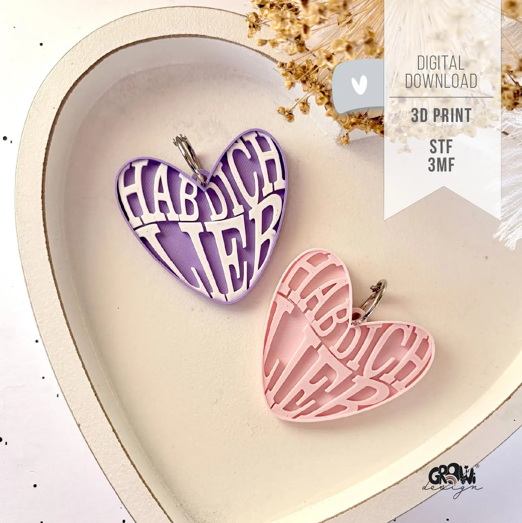 Schlüsselanhänger habdichlieb 3D Druck