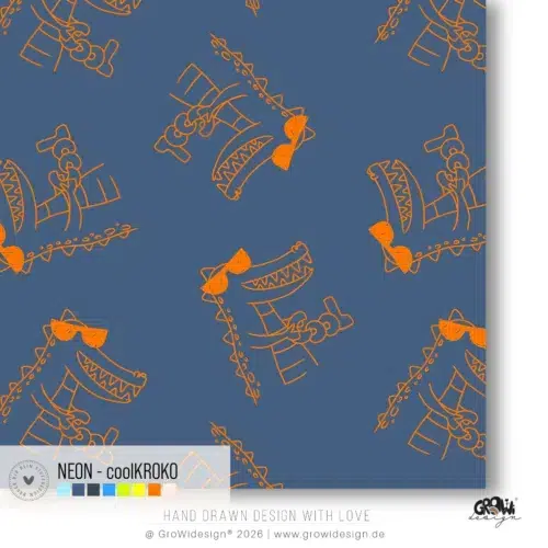 coolKROKO NEON AOP Stoffdesign