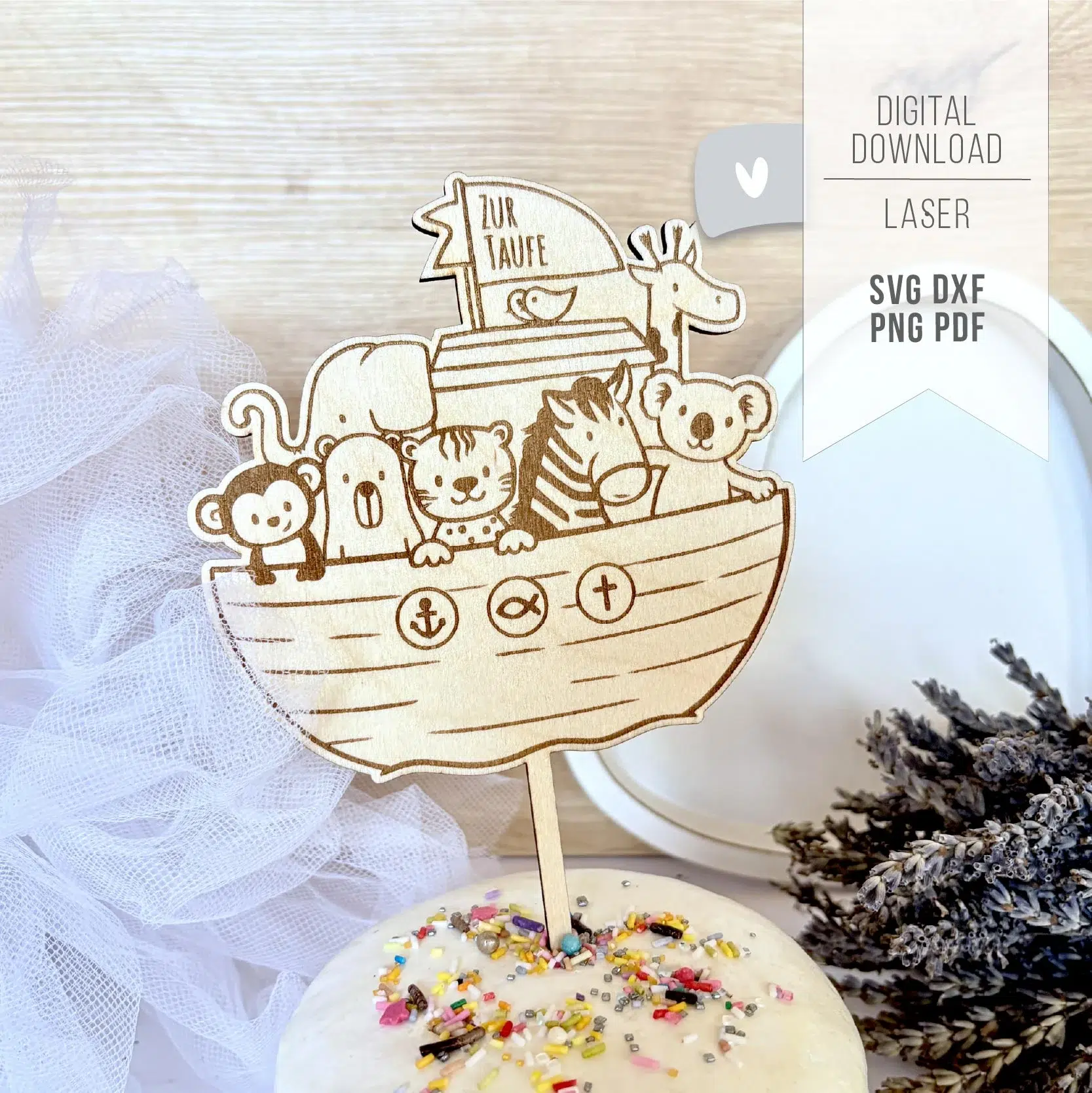 ARCHE NOAH Caketopper Laserdatei 2 by GroWidesign ARCHE NOAH Caketopper Laserdatei