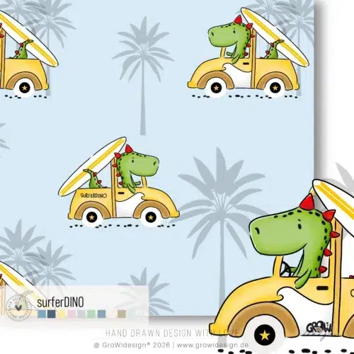 surferDINO AOP Stoffdesign