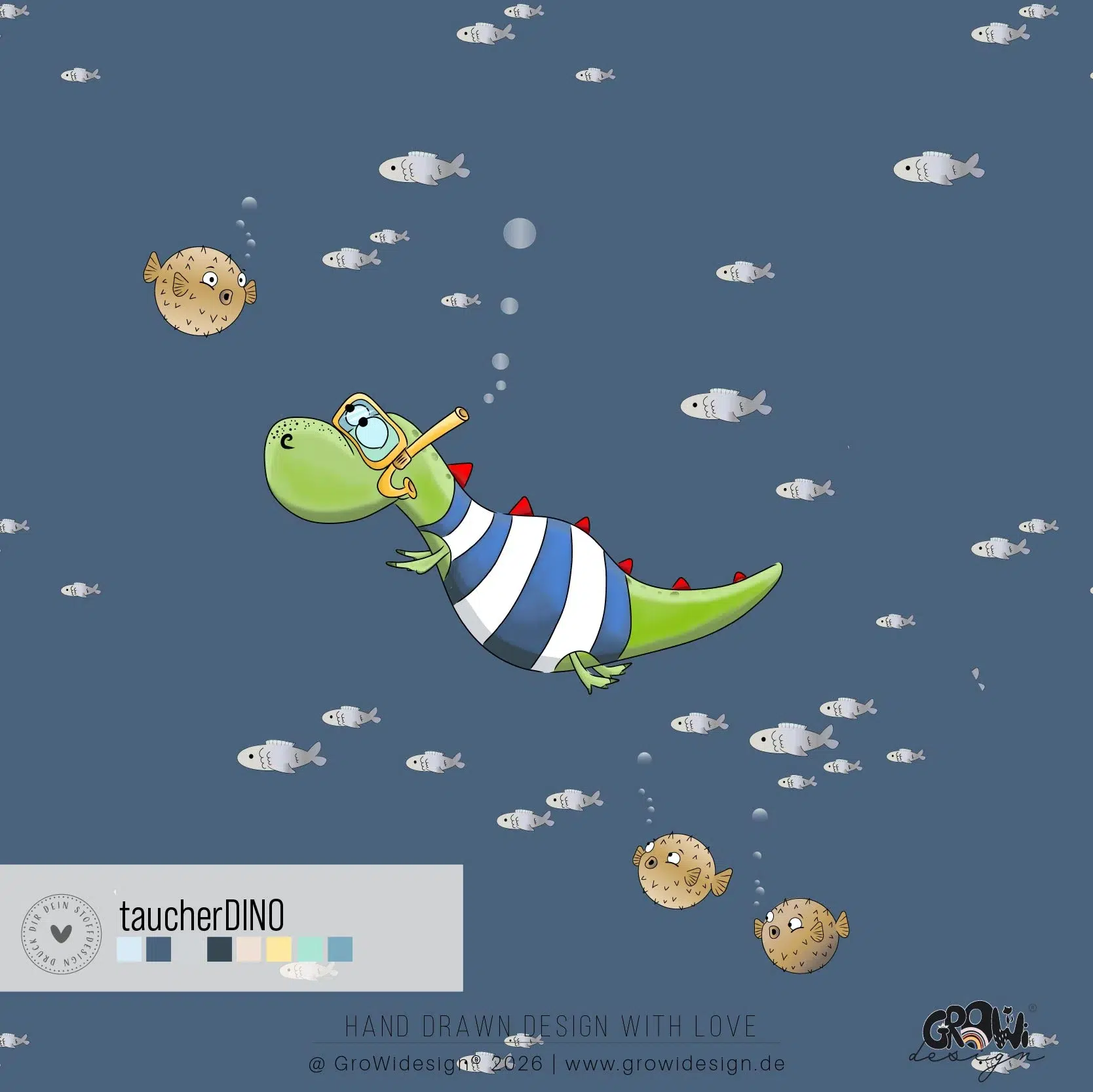 Taucher DINO Panel Stoffdesign 1 by GroWidesign Taucher DINO Panel Stoffdesign