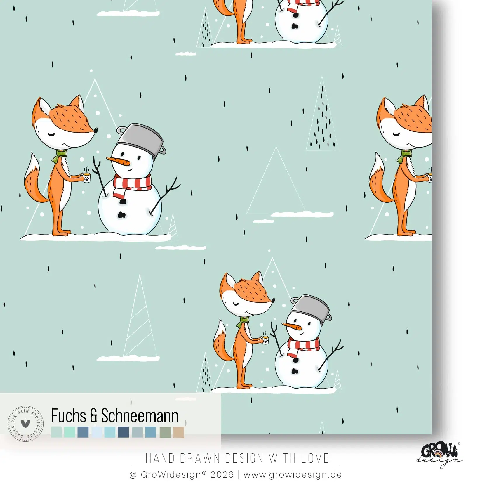 Fuchs & Schneemann seamless Stoffdesign 1 by GroWidesign Fuchs & Schneemann seamless Stoffdesign