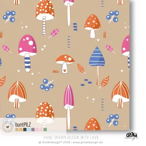 bunt PILZ seamless Stoffdesign