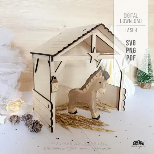 Wichtel Weihnachtsstall Laserdatei